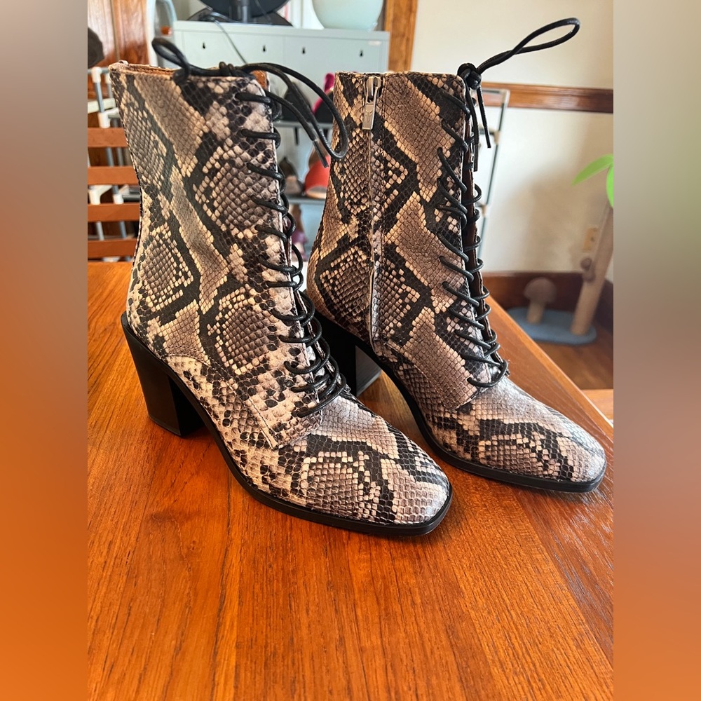 Faux Snakeskin Frye Boots 8.5
